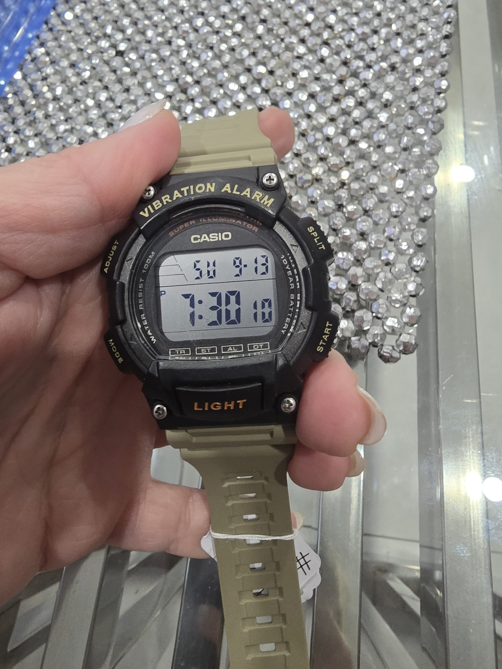 Casio Vibration Alarm Digital Watch - Olive Green